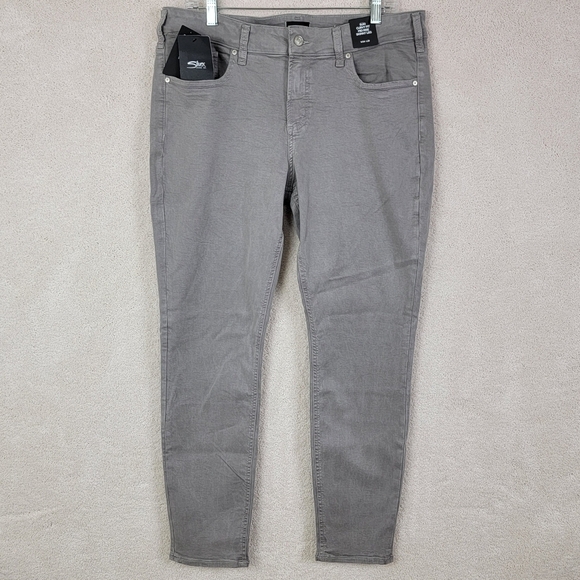 Silver Jeans Gray Suki Curvy Mid Rise Skinny Denim Jeans Sz 34x29 Plus Size NEW - Picture 2 of 13